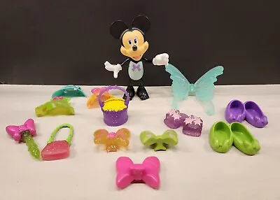 Disney Minnie Mouse TEAL Dress Up Bow-tique Snap N Style Figure + 13 Accessories • $6.99