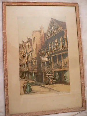Louise Rayner (1832-1924)  Etching Hand Coloured Watergate Street Chester • £40