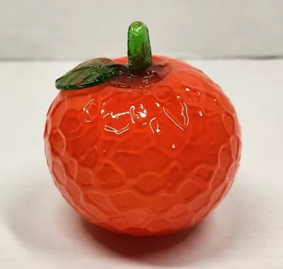 Vintage Murano Glass Orange Fruit Art Glass Green Stem Hand Blown EUC 3.5  • $13.99