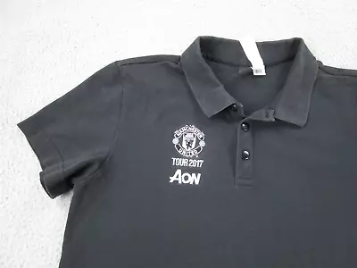 Adidas Manchester United Shirt Mens M Black Polo Soccer AON Man Utd FC Football • $7.80