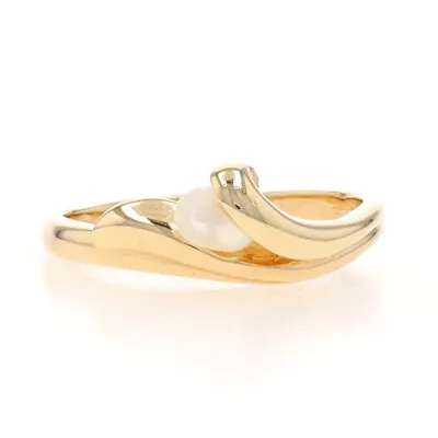 Kabana Freshwater Pearl Solitaire Ring - Yellow Gold 14k Wave • $299.99