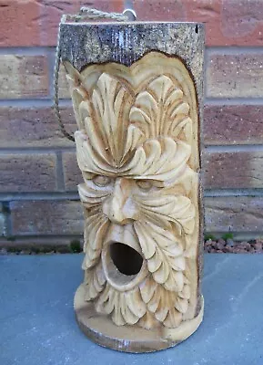 £41.99 • Buy Carved Wooden Green Man Bird House Nesting Box 33 Cm Indoor / Outdoor Variants 