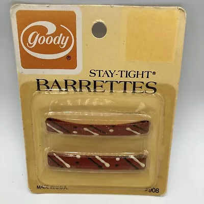 Vintage Goody Stay Tight Barrettes Red 2.5  1980s Splatter • $14.99