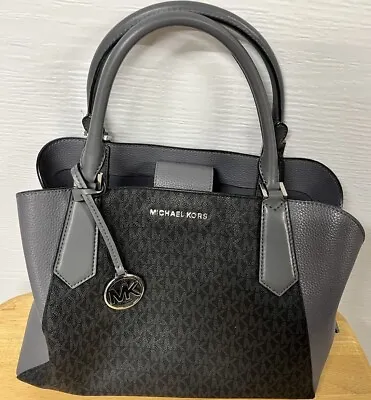 Michael Kors Kimberly Large Satchel Handbag Heather Gray Multi • $39