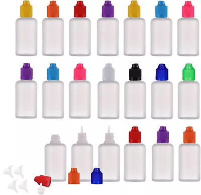20pc 30/50/60/100ml Plastic Empty Squeezable Eye Liquid Dropper Bottles CRC Caps • $12.99