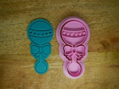 $14.95 • Buy Baby Rattle Cookie Cutter & Fondant Embosser 2pc Set Baby Shower Gender Reveal