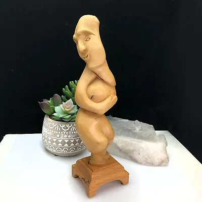 Vintage Carved Tree Root Wood Abstract Modernist Signed Figural Person Sculpture • $40