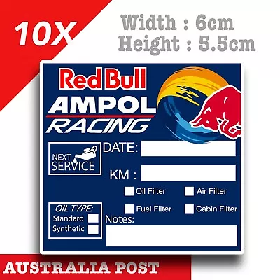 RED BULL AMPOL RACING Oil Change Service Reminder X10 Pack  Cars Vans Stickers • $15