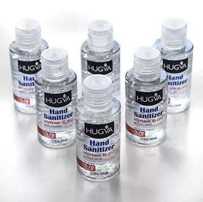 6 X HUGVA Antibacterial Hand Sanitiser Gel 70% Alcohol Kills 99.9% Germs 50ml • £1.49