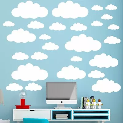 31 Pcs White Clouds Wall Ceiling Decals For Baby Nursery Bedroom Wall Art Decor • $18.99