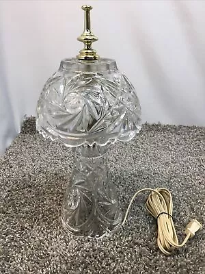 Vintage Boudoir Bedside Table Lamp Heavy Cut Crystal Etched Glass 12.5” Tall • $34.99