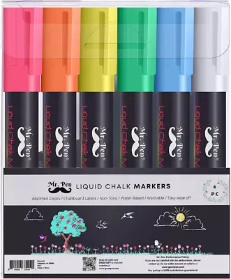 Mr. Pen- Chalk Markers 6 Pack Assorted Color Chalk Markers For Blackboard Li • $11.42