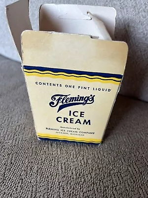 Vintage Fleming’s One Pint Ice Cream Container Jackson Michigan • $8