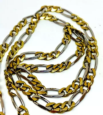Yellow & White Gold  14K  FIGARO Chain Necklace 20” Long 4.39 Mm WIDE 16.18 Gram • $999.99