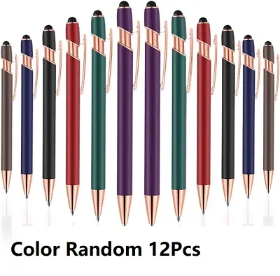12 Pcs Black Ink Ballpoint Pen With Stylus Tip 1.0 Mm Metal Pen Stylus Pen • $12.74