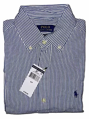 Ralph Lauren Blue & White Stripe Slim Fit Shirt -100% Cotton • £29.99