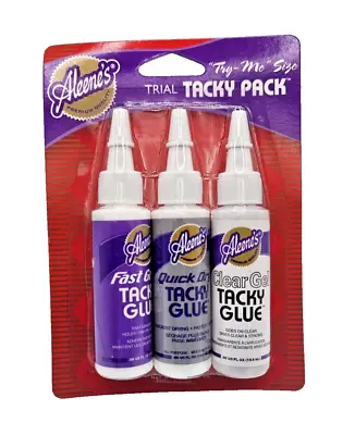 Aleene’s Tacky Glue 3pc Trial Pack Fast Grab Quick Dry Clear Gel Craft Adhesive • £6.95