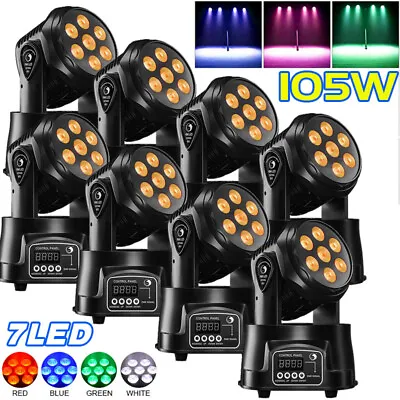 105W Moving Head Stage Lighting RGBW Wash 7LED DMX Mini Light DJ Disco Lights US • $62.39