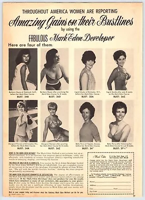 1968 YOUNG WOMEN MARK EDEN BUST DEVELOPER Vtg 8 X11  Magazine Ad 1960's ACR3 • $5