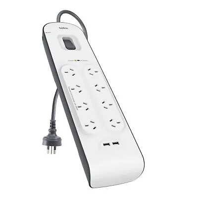 NEW BSV804AU2M BELKIN BSV804 8-OUTLET 2-METER SURGE PROTECTION STRIP WITH TWO.e • $92.95