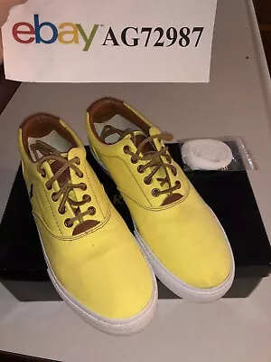 Polo Ralph Lauren Vaughn Yellow Brown Canvas Shoes Mens Casual Sneaker Size 10.5 • $60