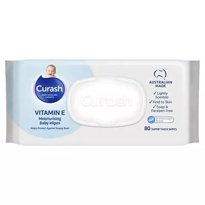 Curash Baby Wipes Original Vitamin E 3 X 80 Bulk Pack • $14.99