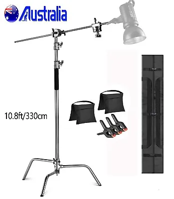 EACHSHOT Stainless Steel C Stand 10.8ft/330cm With Holding Arm +Mouth Clips +Bag • $174.13