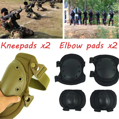 Tactical Military Army Elbow & Knee Pads Airsoft Paintball Sports Protection US • $28.98