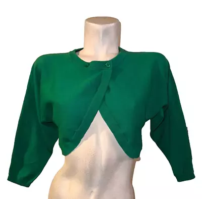 CABI Sweater Style 5008 Women's Size S Green Piccolo Cropped Knit Shrug Cardigan • $18.99