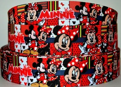 Grosgrain Ribbon 7/8  & 1.5  Mickey Mouse & Minnie Mouse With Bow Printed. Ref1 • $0.99