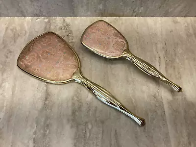 Vintage Vanity Dresser Set - 2 Piece Brush And Mirror  Gold Tone • $14.99