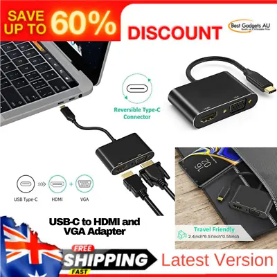 $35 • Buy USB-C To HDMI And VGA Adapter For Macbook Pro, Macbook Air, Laptops, Desktops