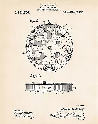 1915 Movie Theater Room Film Reel Wall Decor Ideas Director Gifts Patent Print • $9.95