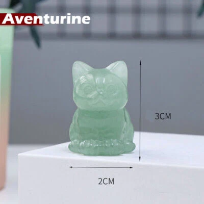 $8.36 • Buy Cat Figurine Natural Quartz Crystal Reiki Healing Stone Carving Home Decor