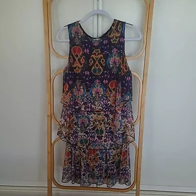 Desigual Size M Medium Sleeveless Dress Party Cocktail Stretch Colourful Tiered • $33