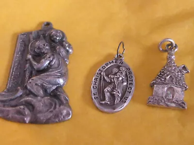 Lot Of 3 Vtg Religious Charm Pendants Svr 925 Silver   St Christophe LOT 10 • $7