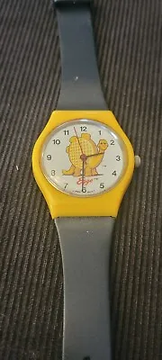 Vintage Eggo Waffles Yellow Dinosaur Quartz Watch Advertisement Piece Works • $13