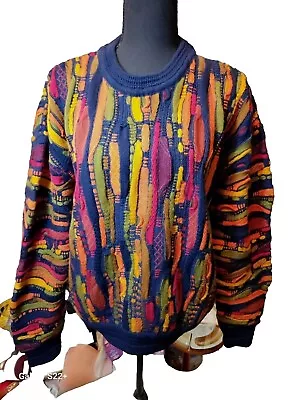 Vtg. Limnos 3 D Knit Pure Wool Sweater    Coogi Style  Multicolor  Sz S/s • $99