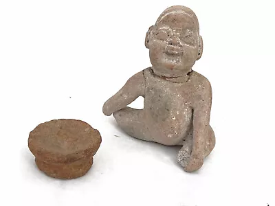 (x2) Pre-Columbian Pottery Olmec Mexico Baby Figure Paint Pot 9th Century BCE • $14.50