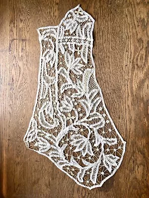 1890-1920s Antique Asymmetrical Jabot Linen Maltese Tape Lace Crocheted Collar • $69.99