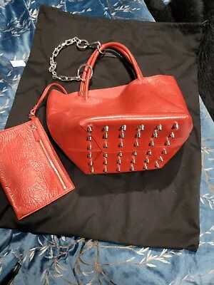 $299 • Buy SALE Alexander Wang Roxy Tote Red Bag Lipstick Red Leather With Studs
