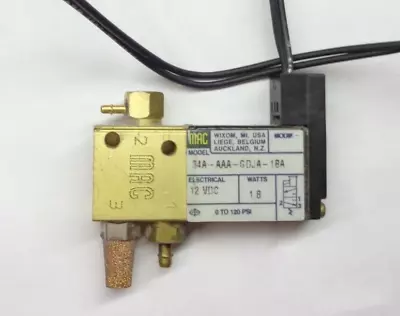 MAC 34B-AAA-GDNA-1BA Pneumatic Solenoid Valve DC 12V 3-Way 1.8W 120PSI • $27.99