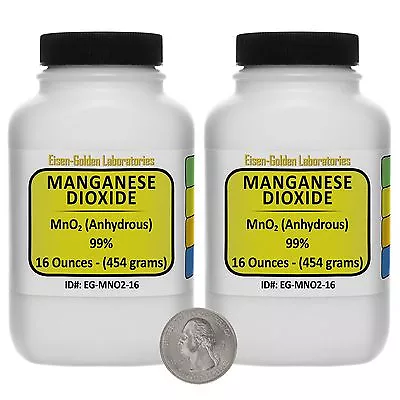 Manganese Dioxide [MnO2] 99% ACS Grade Powder 2 Lb In Two Wide-Mouth Bottles USA • $59.99