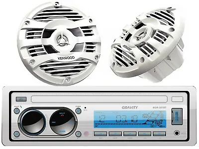 Gravity Marine Boat AM FM Media Receiver + 2x Kenwood KFC-1653MRW 6.5  Speakers • $149.99