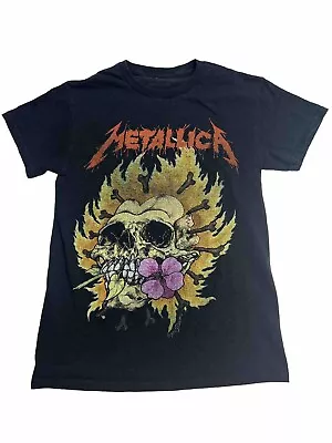 Metallica Burning Flower Short Sleeve Black T-Shirt Size Small XS Xtra Small • $13.90