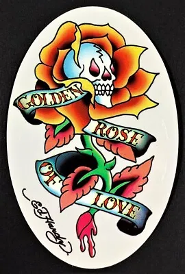 Golden Rose Of Love STICKER Decal Artist Ed Hardy Out Of Print! • $7.49