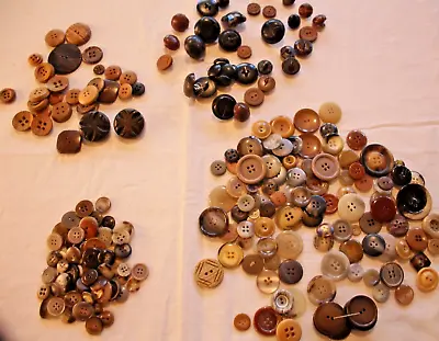Vintage BUTTONS  Lot WOOD & Coconut Shell Leather Matching Sets Natural 200+ • $10