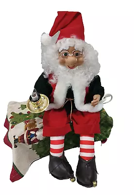 Vintage 1990 Telco Motion-Ette Animated Christmas Elf Shelf Sitting Santa Tested • $53.10