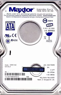 Maxtor DiamondMax Plus 9 YAR511W0 160Gb 3.5  Internal SATA Hard Drive • £27.50