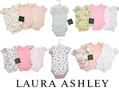 Baby Girls Vests 3 Pack Laura Ashley Bodysuits Shorts Babygrow Designer Babies • £8.95